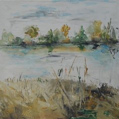 Landschaft am See (zweiteilig) | Acryl auf Leinwand | 50 x 50 cm |Katalog-Nr.: 288