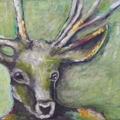 Hirsch mit Gold | Acryl/Gold auf Leinwand | 50 x 70 cm | Katalog-Nr.: 108 Hirsch mit Gold | Acryl/Gold auf Leinwand | 50 x 70 cm | Katalog-Nr.: 108