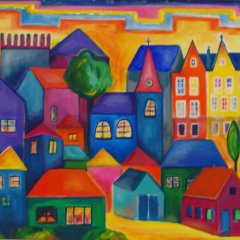 Häuser und Burg ( Nr. 965) | Acryl auf Leinwand | 100 x 80 cm | Katalog-Nr.: 174 Häuser und Burg ( Nr. 965) | Acryl auf Leinwand | 100 x 80 cm | Katalog-Nr.: 174