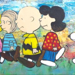 Peanuts (gehen nach links) (Nr. 1270) | Acryl + Strukturpaste auf Leinwand | 94,5 x 51 cm | Katalog-Nr.: 82