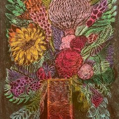 Blumige Worte | Ölpastell auf Papier (gerahmt) | 61 x 43 cm | Katalog-Nr.: 98 