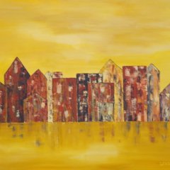 Häuser | Acryl auf Leinwand | 80 x 100 cm | Katalog-Nr.: 120