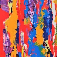 "Abstrakt (ro)"|Acryl auf Lienwand|50 x 150 cm| Katalog-Nr.:  045
