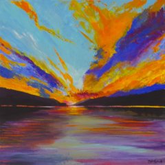 Sonnenuntergang im Fjord | Acryl auf Leinwand | 50 x 50 cm | Katalog-Nr.: 38