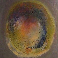 Implosion (oliv) | Mischtechnik auf Leinwand | 100 x 120 cm | Katalog-Nummer: 125