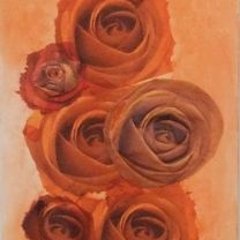 Rosen in Orange | Acryl-Serviettentechn. Leinw. | 40 x 80 cm | Katalog-Nr.: 426