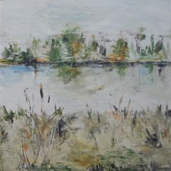 Landschaft am See (zweiteilig) | Acryl auf Leinwand | 50 x 50 cm | Katalog-Nr.: 288