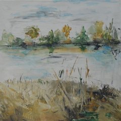 Landschaft am See (zweiteilig) | Acryl auf Leinwand | 50 x 50 cm | Katalog-Nr.: 288
