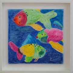 Aguawelt | Ölkreide auf Leinwand (gerahmt) | 52,5 x 52,5 cm | Katlalog-Nr.: 153 Aguawelt | Ölkreide auf Leinwand (gerahmt) | 52,5 x 52,5 cm | Katlalog-Nr.: 153