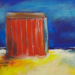 Badehaus rot | Acryl auf Leinwand | 90 x 70 cm | Katalog-Nr.: 12