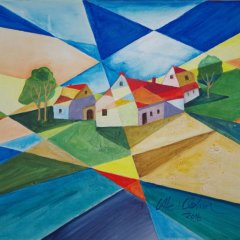 Landschaft in bunten Farben | Acryl auf Leinwand | 60 x 50 cm | Katalog-Nr.: 197