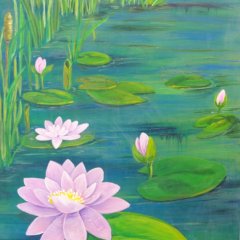 Seerosen | Acryl auf Leinwand | 100 x 80 cm | Katalog-Nr.: 132