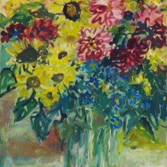 Sonnenblumen und Dahlien | Acryl auf Leinwand | 80 x 60 cm | Katalog-Nr.: 145 Sonnenblumen und Dahlien | Acryl auf Leinwand | 80 x 60 cm | Katalog-Nr.: 145