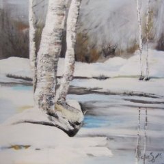 Birken im Winter | Acryl auf Leinwand | 100 x 100 cm | Katalog-Nummer: 311