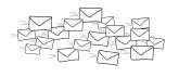 Mails Als Illustration dargestellte Briefe fliegen durch die Luft