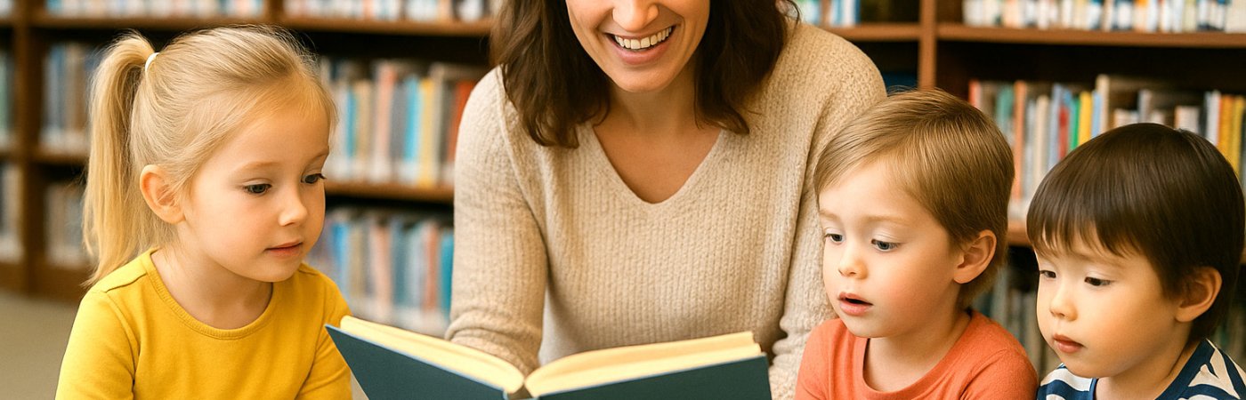 Eine Frau liest Kindern vor