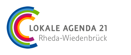 Logo Lokale Agenda Gezeigt wird an der linken Seite ein Halbkreis in bunten Farben, daneben der Schriftzug lokale Agenda
